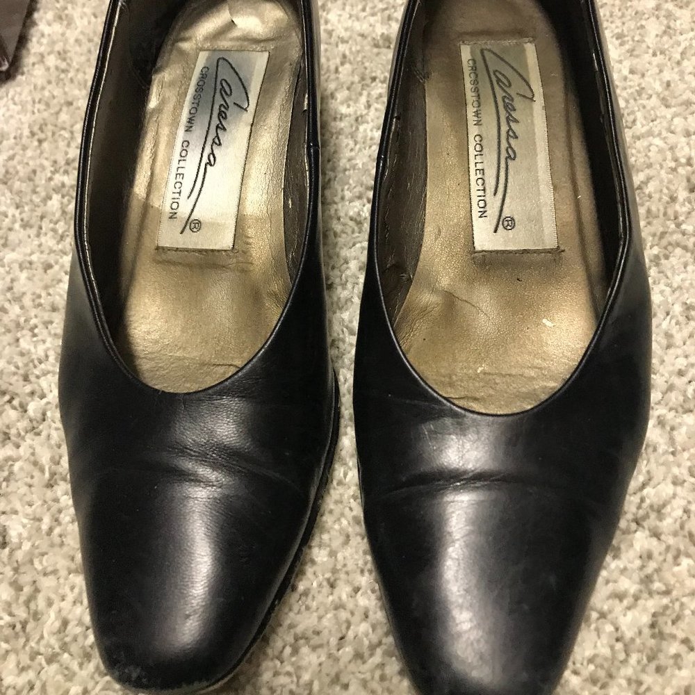 Black 1" Leather Heels